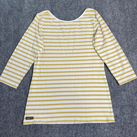 Matilda Jane Its a Wonderful Parade Sunny Top Size XL Yellow Striped 3/4 Sleeve - Picture 3 of 8
